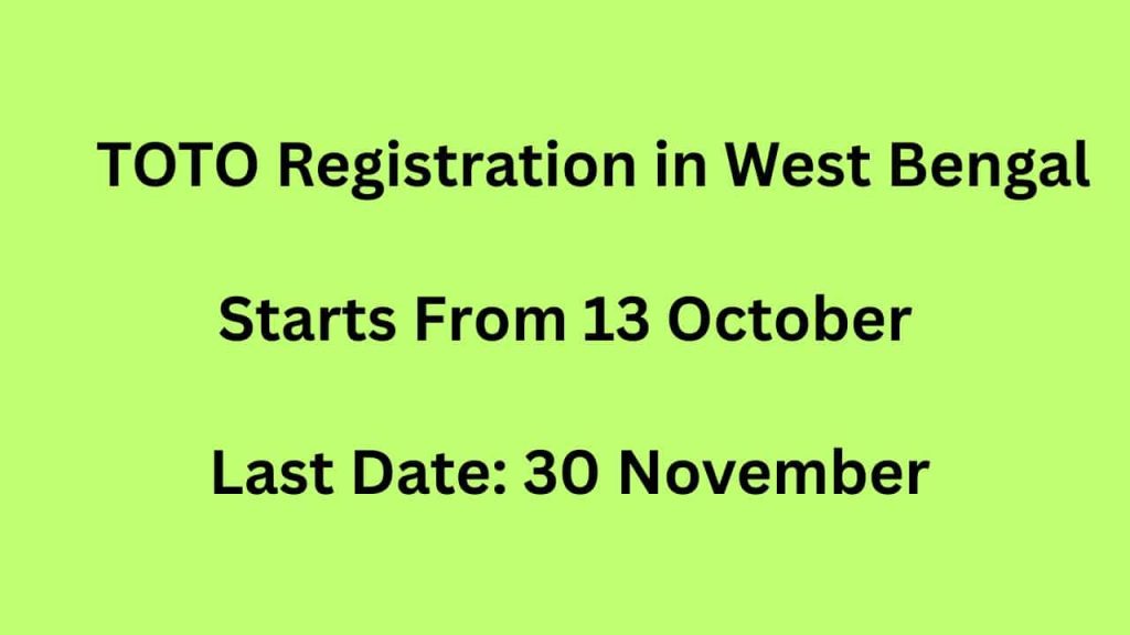 TOTO Registration Online West Bengal